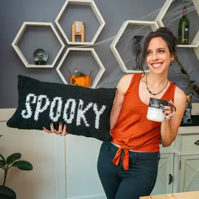 Spooky Crochet Pillow Cover