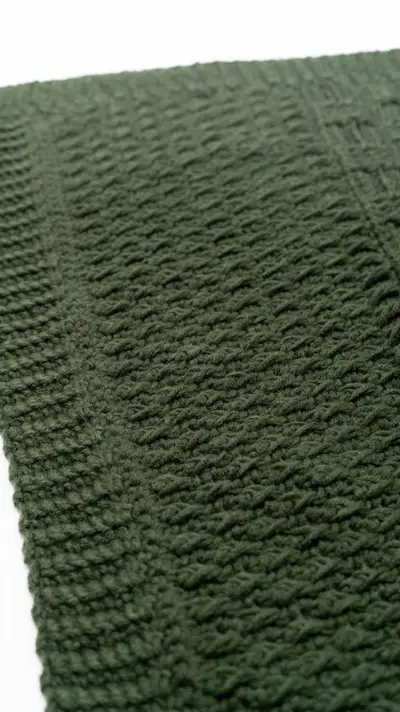 Close up of the textured stitch on the green Totally Textured Crochet Blanket